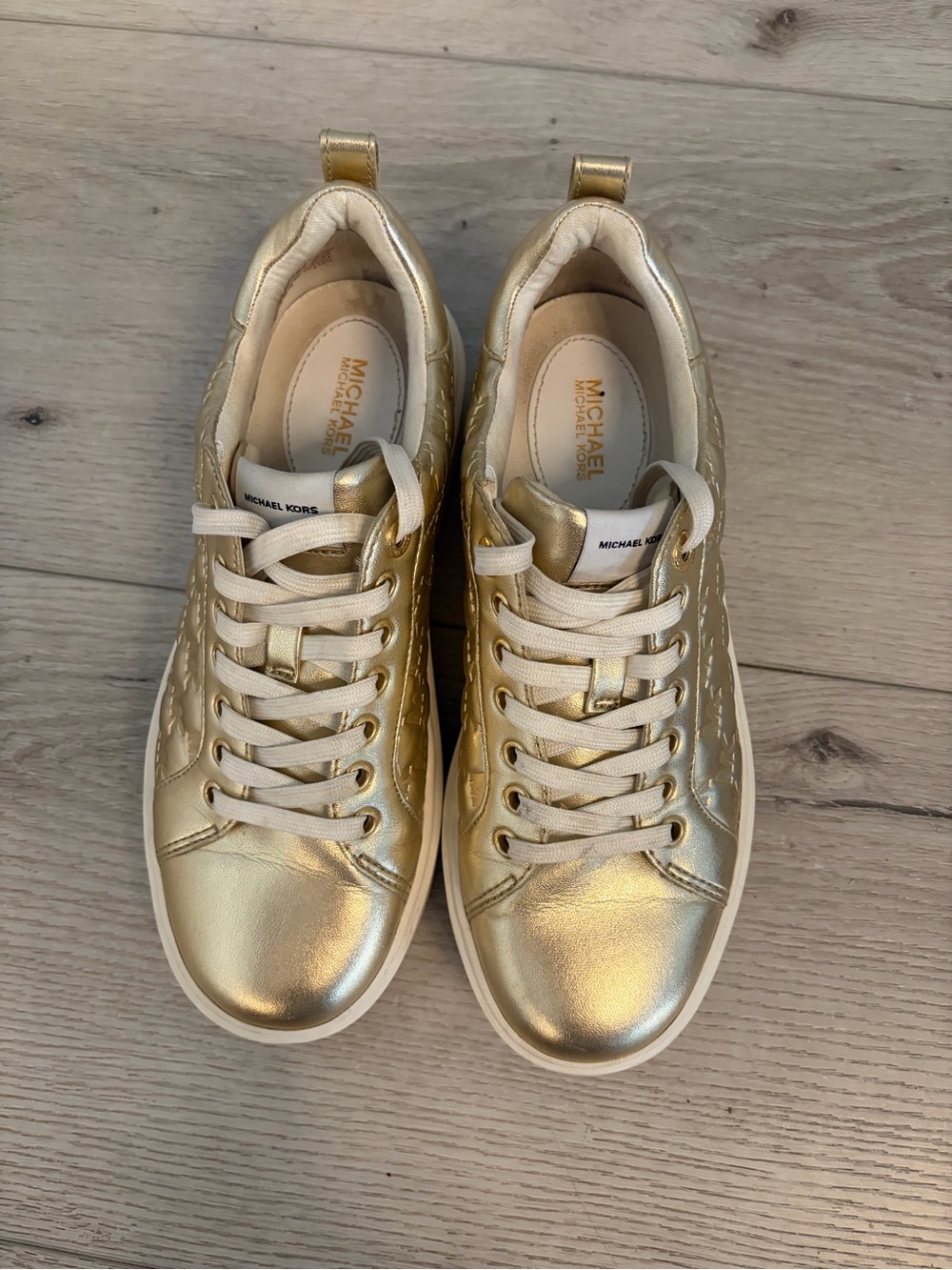 MICHAEL Michael Kors Metallic Gold Quilted Low-Top Sneakers